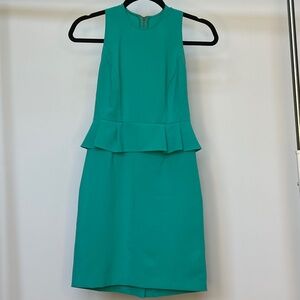 LOFT Bright Turquoise Peplum Sleeveless Dress, size XS ALTERED